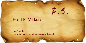 Petik Vitus névjegykártya